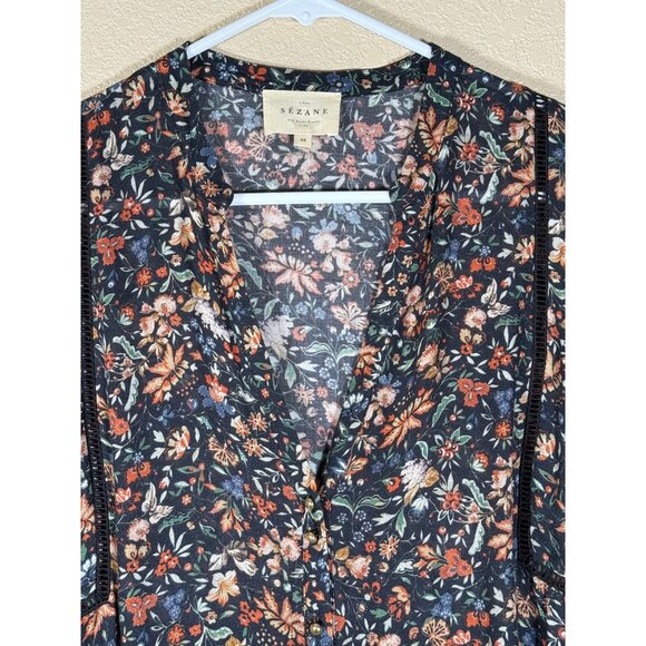 SEZANE Sixtine Long Sleeve Floral Blouse RARE - Picture 4 of 13